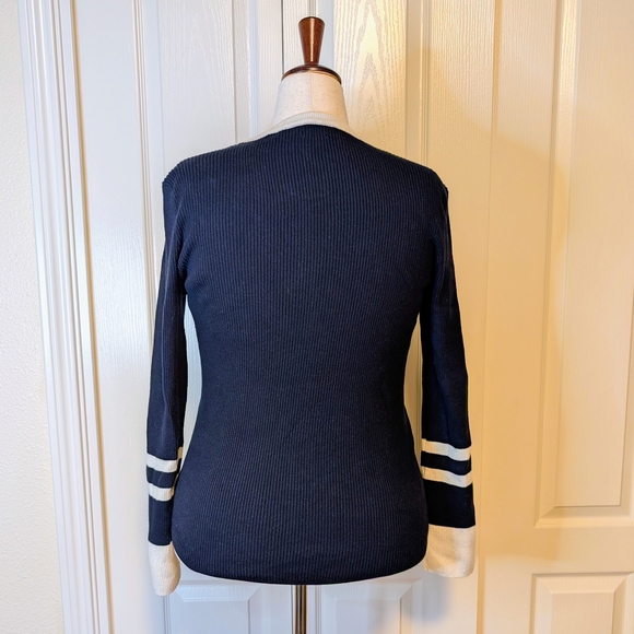 Faherty Mikki Henley Top | Navy & Cream | EUC | XL - Picture 7 of 11